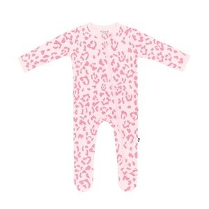 Kyte Baby Zippered Footie in Sakura Leopard Bamboo Sz:12-18 months